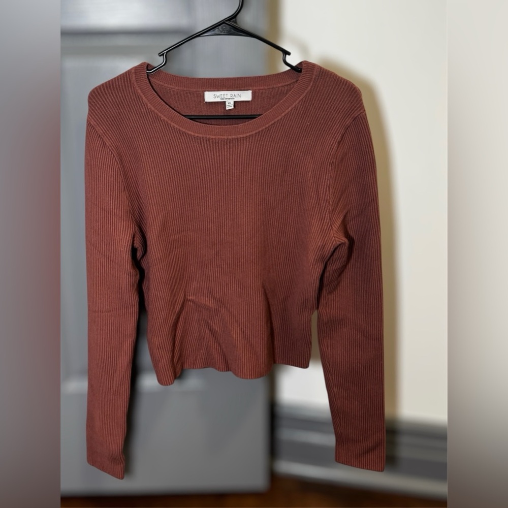 Sweet‎ Rain Ribbed Knit Top | Rust Color | Size XL